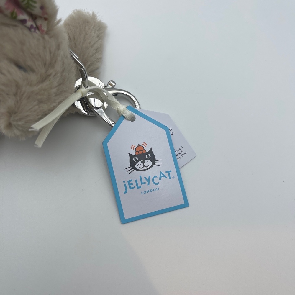 BNWT NEW JellyCat Plush Rabbit Blossom Beige Bunny petal Bag Charm 2025 keychain - Picture 5 of 9